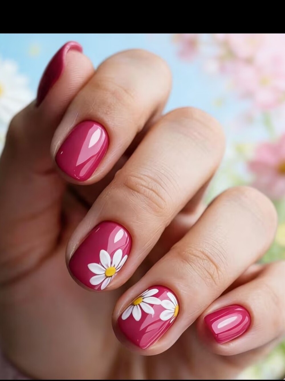 🔥3/$21 Pink Daisy Press On Nail Art